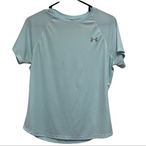Under Armour Heat Gear Fitted Tee Light Blue Sz Lg